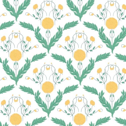 Vintage Floral Wallpaper Yellow, Botanical Removable Peel and Stick Wallpaper by Unknown