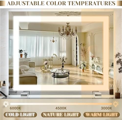 ROLOVE 22x20 Inch Lighted Vanity Mirror, 3 Color Modes - Image 4