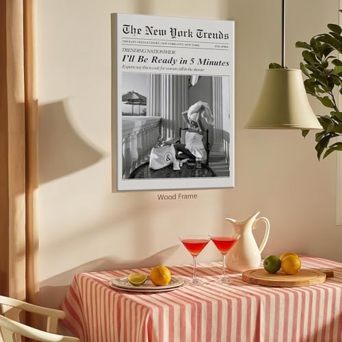 Trendy Newspaper Wall Art 12x16in Wooden Framed Vintage Black and White - Image 3