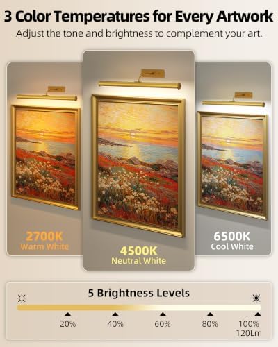 EZVALO 16‘’ Picture Light for Wall, 6000mAh Rechargeable Battery Art Light - Image 4