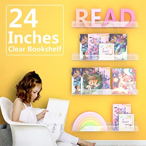 2 Packs 24 inches Clear Acrylic Shelves, Book Shelf - Image 4