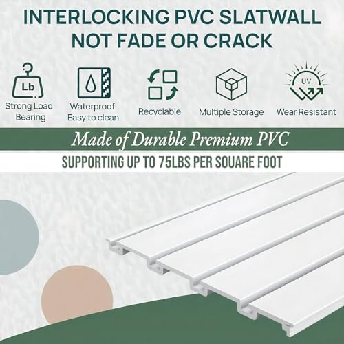 Slat Wall Paneling 4x8 ft Garage Organizer Storage Systems, Heavy Duty PVC - Image 3
