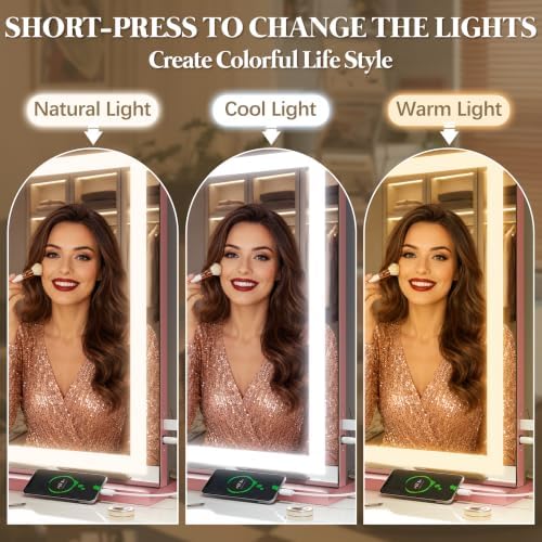 FENNIO Vanity Mirror with Lights 32''x22'' Makeup Mirror with Lights, Lighted - Image 2