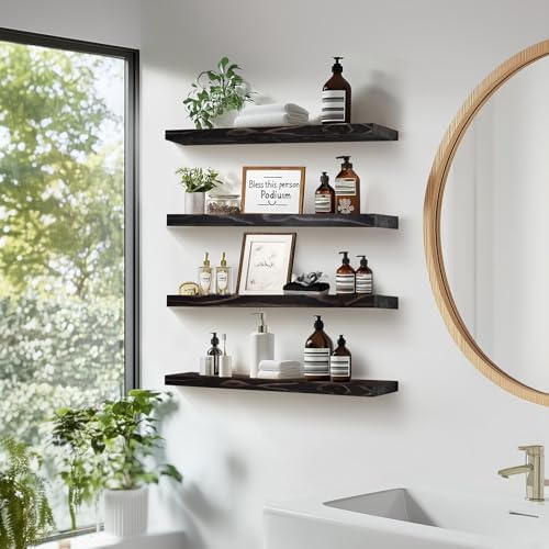 16x5.8x0.8in Floating Wall Shelves Rustic Solid Wood 4-Pack - Image 5
