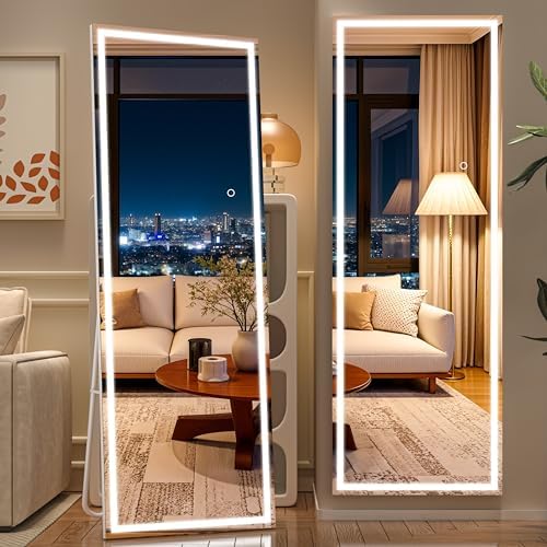 Hasipu Full Length Mirror with Lights, 55.7" x 16" LED Floor, Full Body by Whatssuitableisthebest
