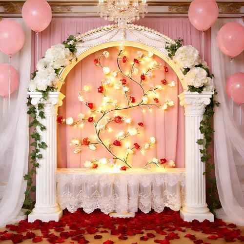 Rose LED Tree Branch Lights for Wall, Led Rose Blossom Lights Twig Decor - Image 4