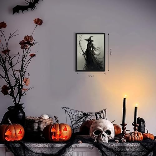 Vintage Halloween Dark Witch Canvas Wall Art, Mysterious Witch - Image 4