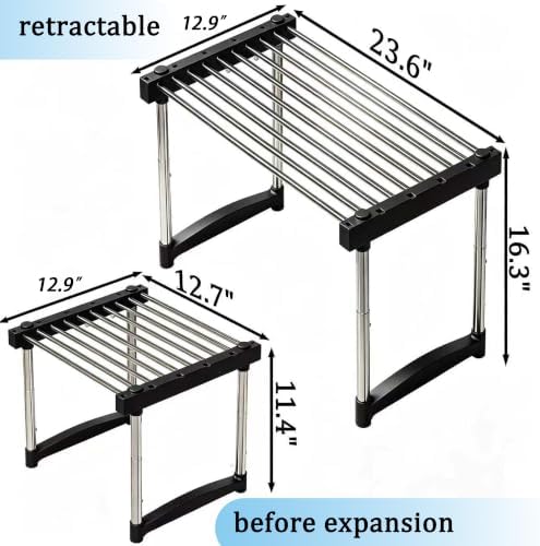 BLULEE Expandable Standing Shelf Unit, Adjustable Storage Rack Black - Image 2