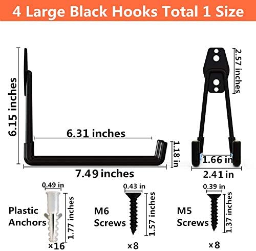 Heavy Duty Garage Storage Utility Double Hooks, Extended Wall Mount Tool Holder - Image 3