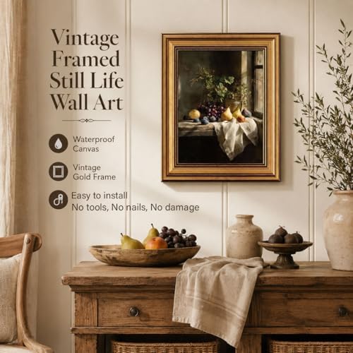 Gold Framed Wall Art, Vintage Fruit Still Life Canvas Prints – Farmhouse - Image 7
