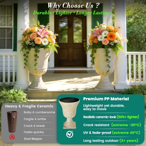 Autodaya 22"Tall Large Urn Planters - Image 3