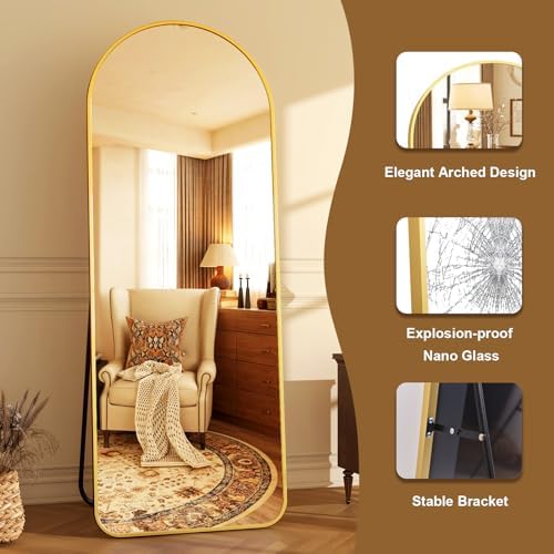 HARRITPURE 64"x21" Arched Full Length Mirror Floor Mirrors - Image 4