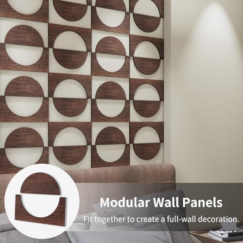 Decorative Modular Fretwork 3D Wall Panels, Half Circle Walnut - Image 3