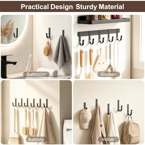 10 Pack Large Black Metal Wall Hooks - Image 4
