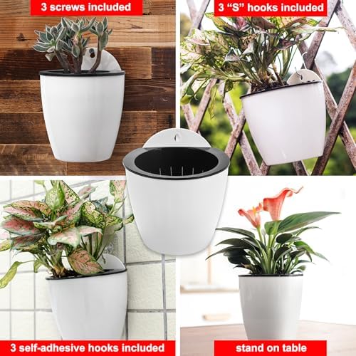 3 Pack Self Watering Wall Hanging Planter Pots Vertical Garden Window Hang - Image 3