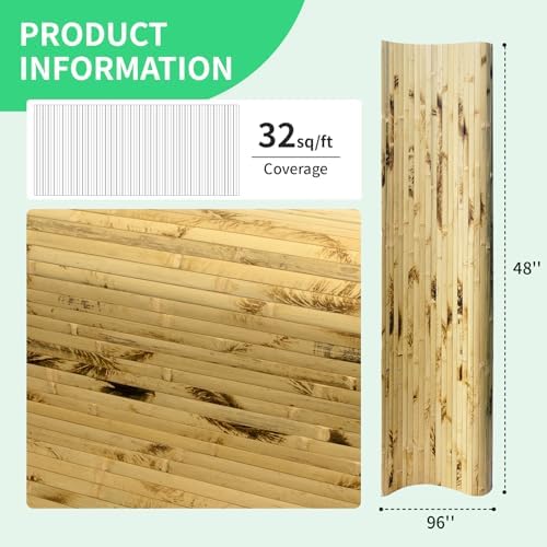 AMZDEPOT Natural Bamboo Wall Panel, 48 x 96 Inch, Light Burned - Image 3