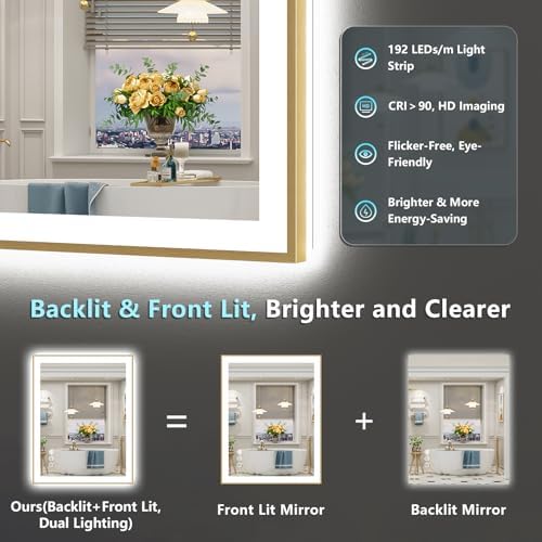24x32 Gold LED Bathroom Mirror - Image 4