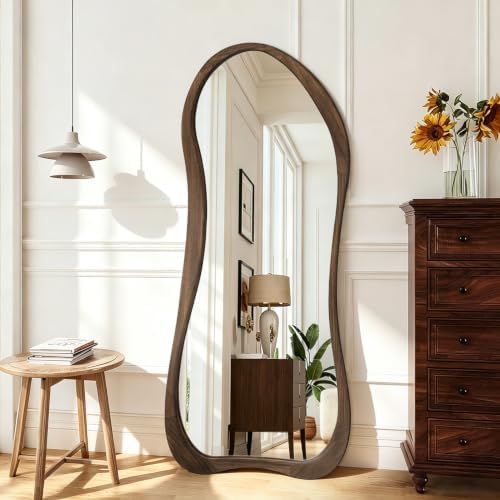 AAZZKANG Full Length Mirror Irregular Wood Framed Floor Mirrors Large by AAZZKANG