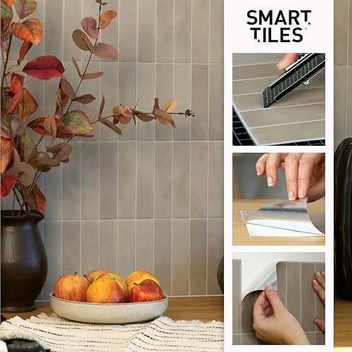 Smart Tiles Peel and Stick backsplash, Stacked Taupe Beige - Image 5