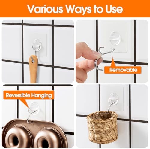 24 Pack Clear Adhesive Wall Hooks - Image 5