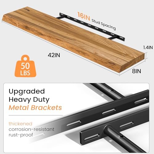 Live Edge Floating Shelves for Wall, Farmhouse Floating Shelf for Living Room - Image 3