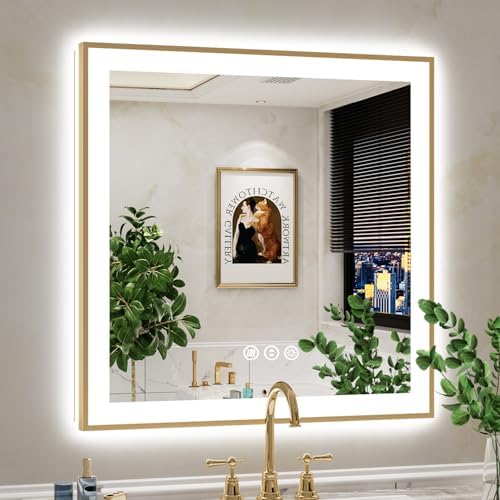32x32 LED Bathroom Mirror with Lights by YEELAIT