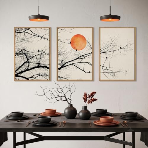 Large Vintage Tree Branch Framed Canvas Wall Art Set-24"x36"x3 - Image 3