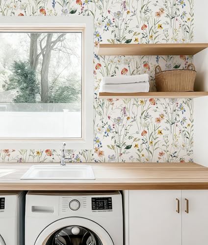 16.9''x118'' Boho Floral Peel and Stick Wallpaper Self Adhesive Wallpaper - Image 3
