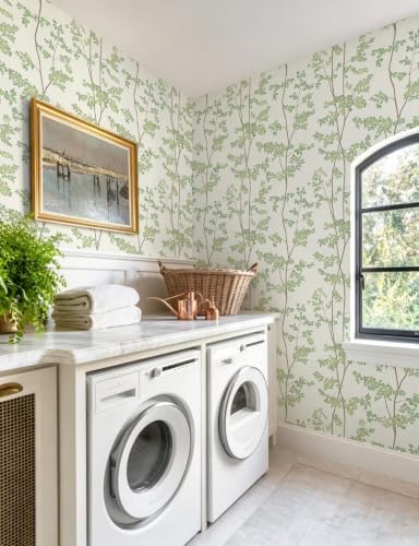 Heroad Peel and Stick Wallpaper Sage Green Tree/Leaf Cottage Contact Paper - Image 5