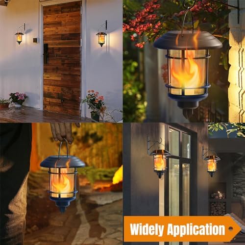 Dynaming 4 Pack Solar Flame Wall Lanterns Outdoor, Solar Powered Wall Mounted - Image 4