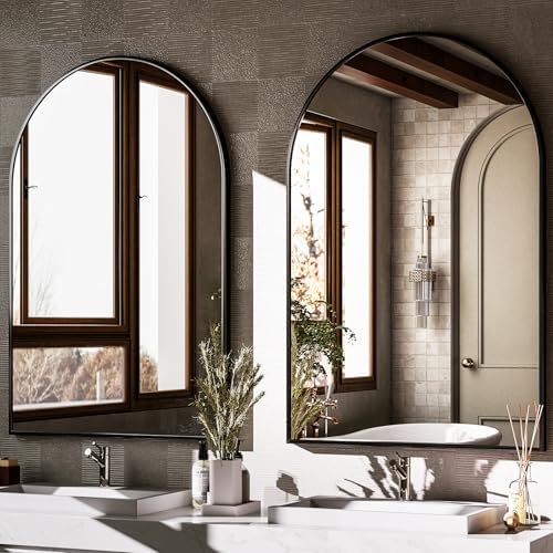 HARRITPURE Arched Wall Mirror 26"x38" Black Arch Bathroom Vanity Mirror - Image 5