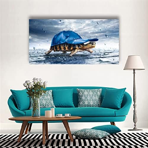Haichuang Decor Art Funny Turtle Canvas Wall Art 40x20 Inches Framed Turtle - Image 2