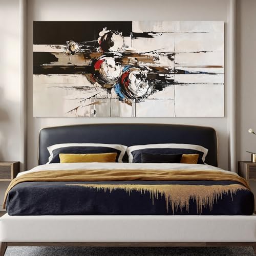 YISXINOAG Black White Abstract Wall Art Modern Industrial Painting 29"X58" - Image 2