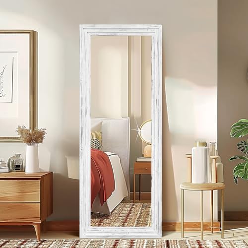 58x22in Full Length Mirror, 3-Tier Stepped Solid Wood Frame - Image 5