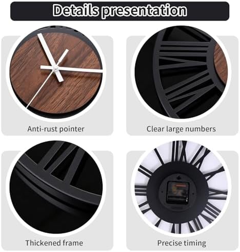 SIN&MI Large Metal Wall Clock Vintage Large Digital Creative Garden Wall Clock - Image 2