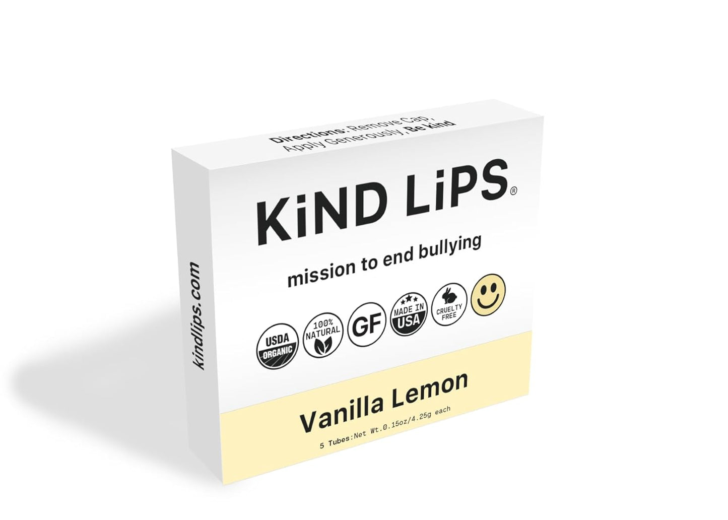 Kind Lips Vanilla Lemon Lip Balm 3-Pack - USDA Organic, Natural Chapstick Alternative for Dry Lips | Gluten-Free, Cruelty-Free