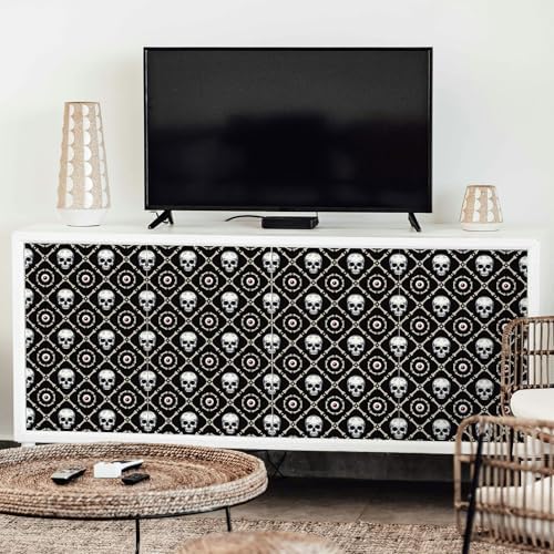 FLFK Peel and Stick Wallpaper Skull and Eyeballs Black Wallpaper 16" x 64" - Image 5