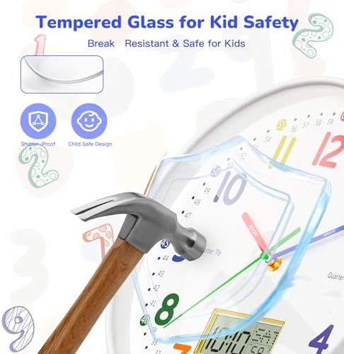 12" Silent Teaching Wall Clock - Image 3