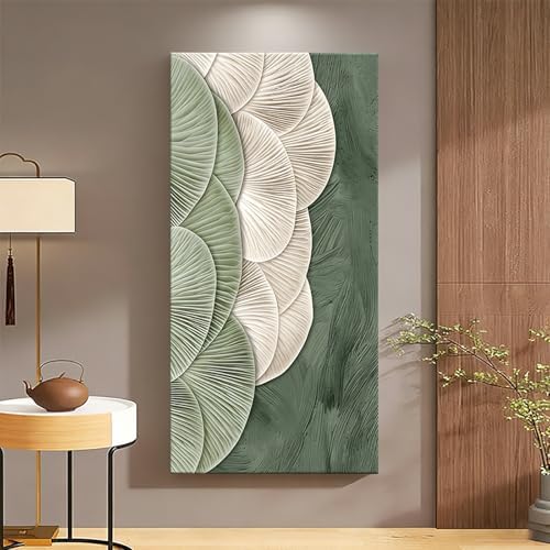 ONEOLTN Textured Abstract Green Wall Art, 20x40 In - Image 2