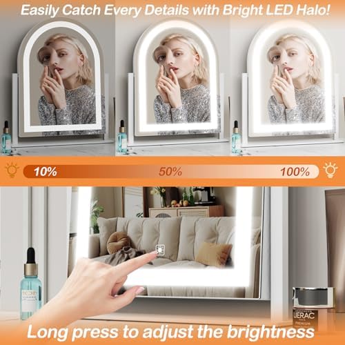 Gvnkvn Arched 17.2 in Lighted Makeup Mirror, 10X Magnifiers - Image 6