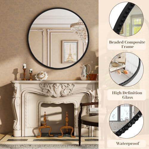 Vintage Round Mirror, 32 Inch Wall-Mounted - Image 5