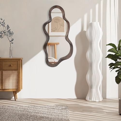 Large Asymmetrical Mirror, Wall Wood Frame Irregular Cloud Wavy Mirror - Image 2
