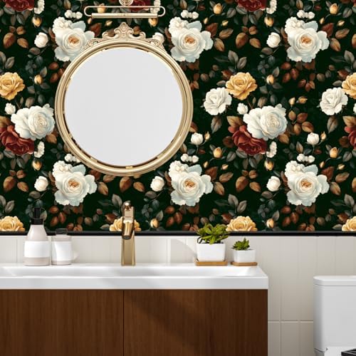 BOKEBEVE Extra Long Dark Green Floral Wallpaper Boho 17.5 x 393.5In - Image 6