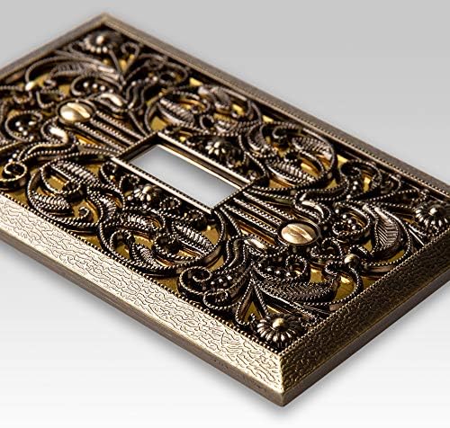 Amerelle 65TAB Filigree Wallplate, 1 Toggle, Antique Brass - Image 2
