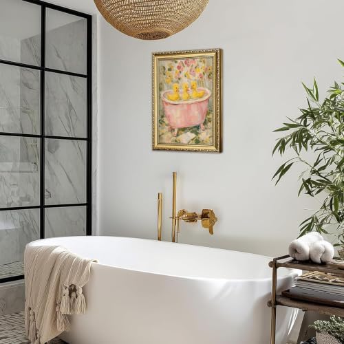 Gold Framed Vintage Duck Wall Art, Cute Duck Bathtub Print - Image 7