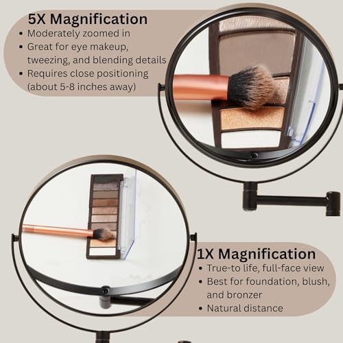 JERDON Wall-Mounted Makeup Mirror - Image 4