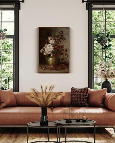 VIYYIEA Vintage Floral Large Framed Wall Art, Rose Bouquet Flower Paintings - Image 4