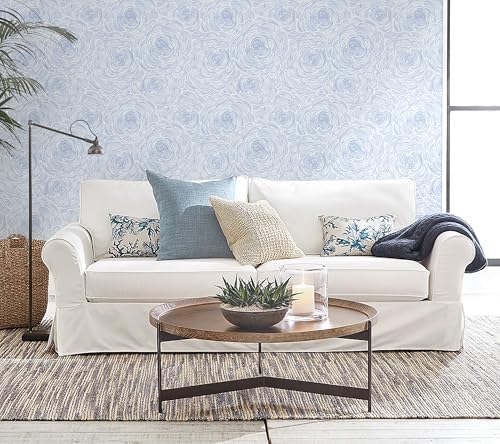 EeeComing Blue Peel and Stick Wallpaper Blue and White Floral Contact Paper - Image 4