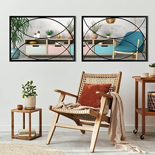 HQiJun Black Rectangle Mirror, Farmhouse Decorative Wall Mirror - Image 5