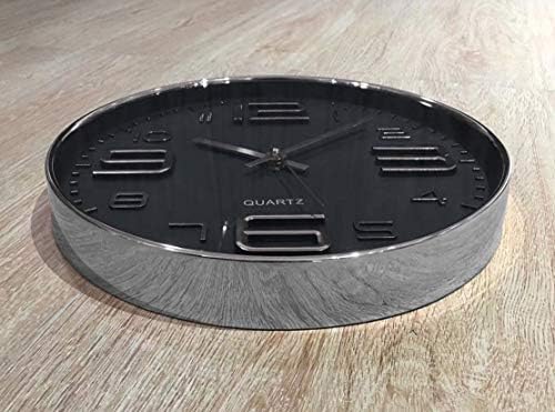 Bernhard Products Black Wall Clock 12 Inch Stylish Modern Silver Silent - Image 4